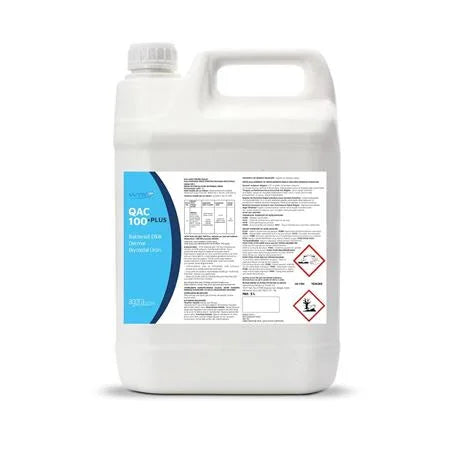 5 litrelik QAC 100 Plus bakteriyel dezenfektan ve biyosidal ürün beyaz plastik bidon