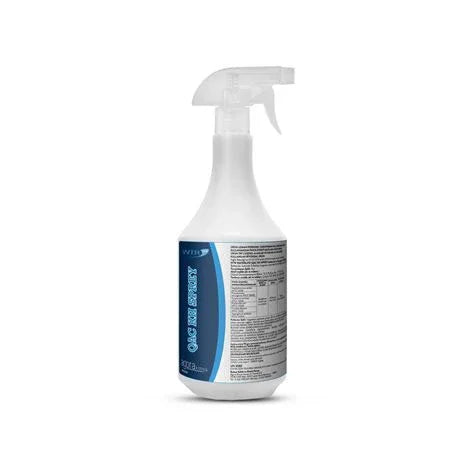 1-liter white plastic spray bottle with blue label of Cage & Aviary disinfectant cleaner
