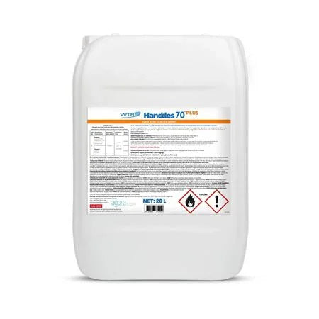 20 litrelik WTR Handdes 70 Plus alkollü el hijyen dezenfektanı bidonu