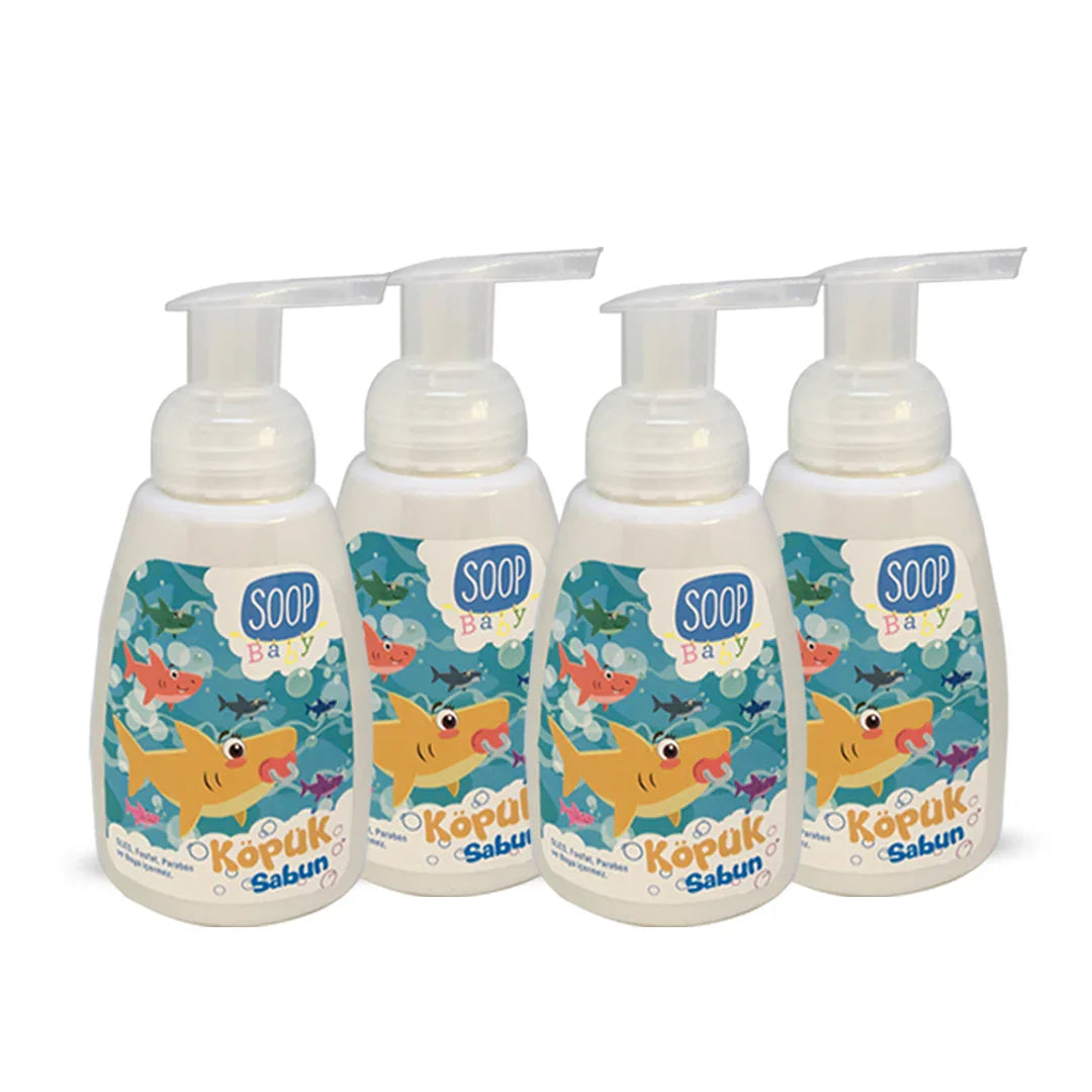 Soop Baby Köpük Sabun 4'lü paket, deniz temalı köpük sabun şişeleri