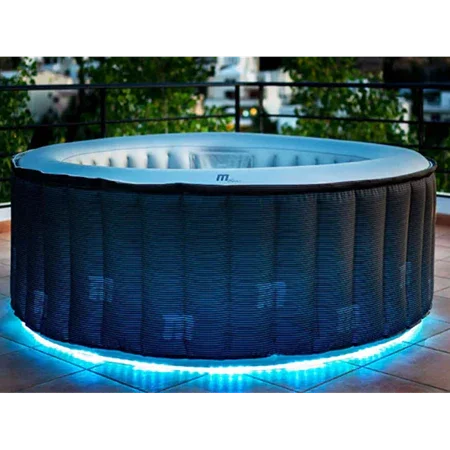 Mspa Comfort Starry 4 kişilik yuvarlak şişme jakuzi, LED ışıklı, balkon teras ortamında