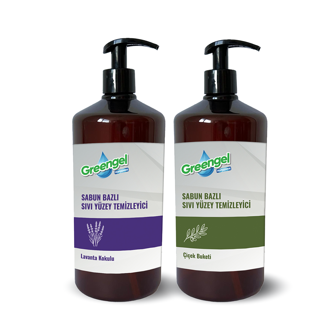 Greengel Sabun Bazlı Sıvı Yuzey Temizleyici- Çiçek Buketi- Lavanta Kokulu- 1L- 2'li Paket