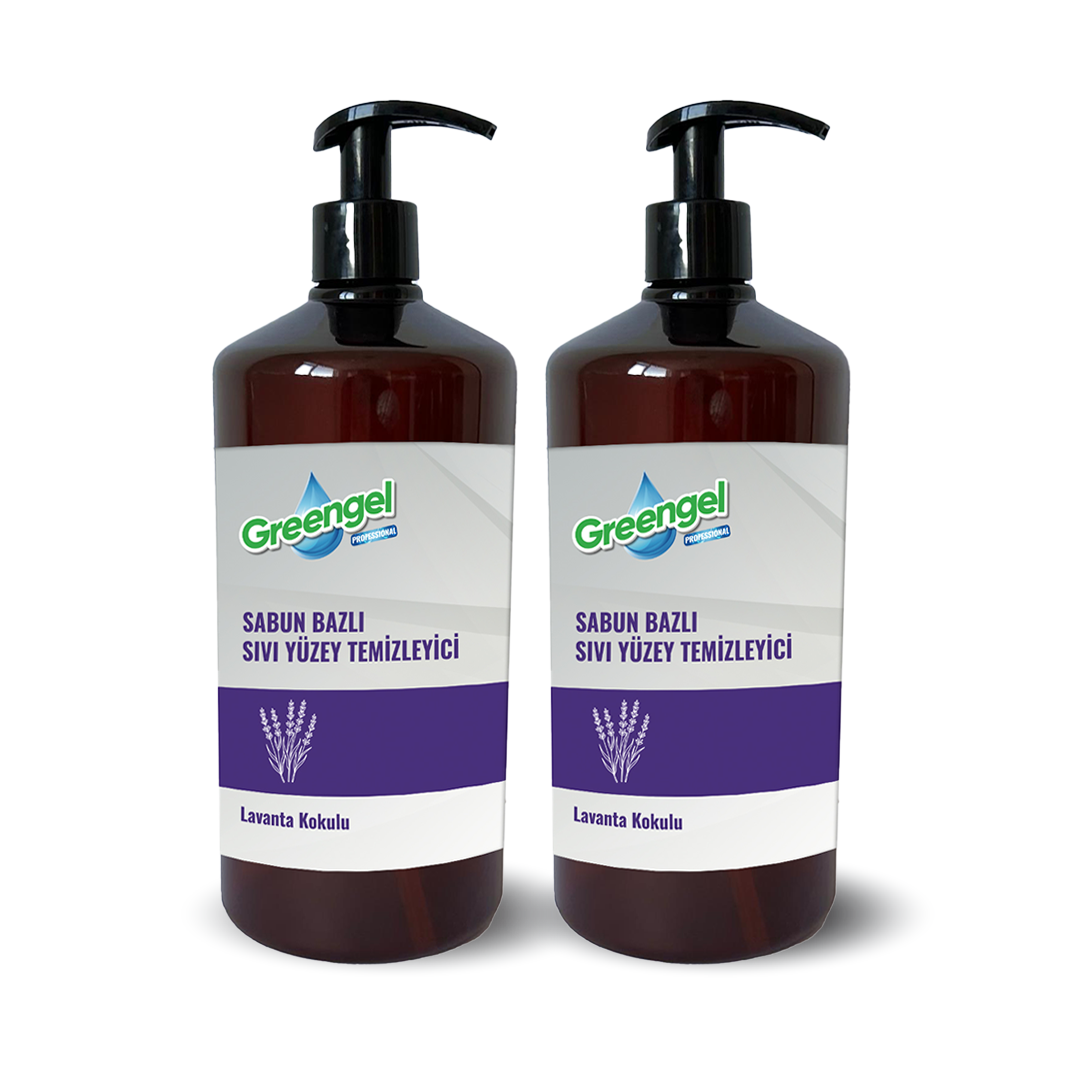 Greengel Sabun Bazlı Sıvı Yuzey Temizleyici- Lavanta Kokulu- 1L- 2'li Paket -