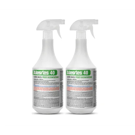 Alesdes 40 alkol bazlı yüzey dezenfektanı 1 litre sprey şişe iki adet paket