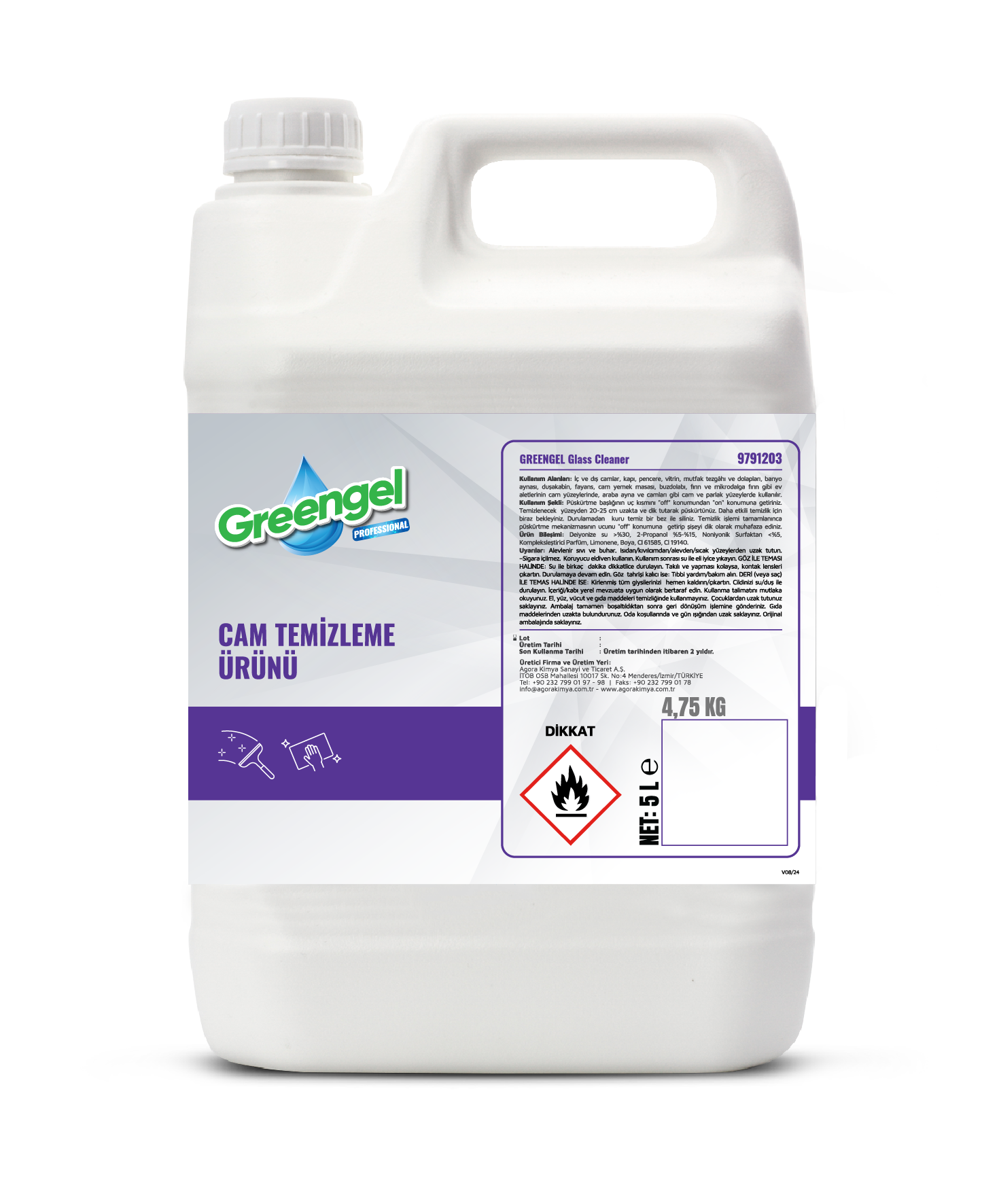 Greengel Glass Cleaner-Cam Temizleme Ürünü 5L