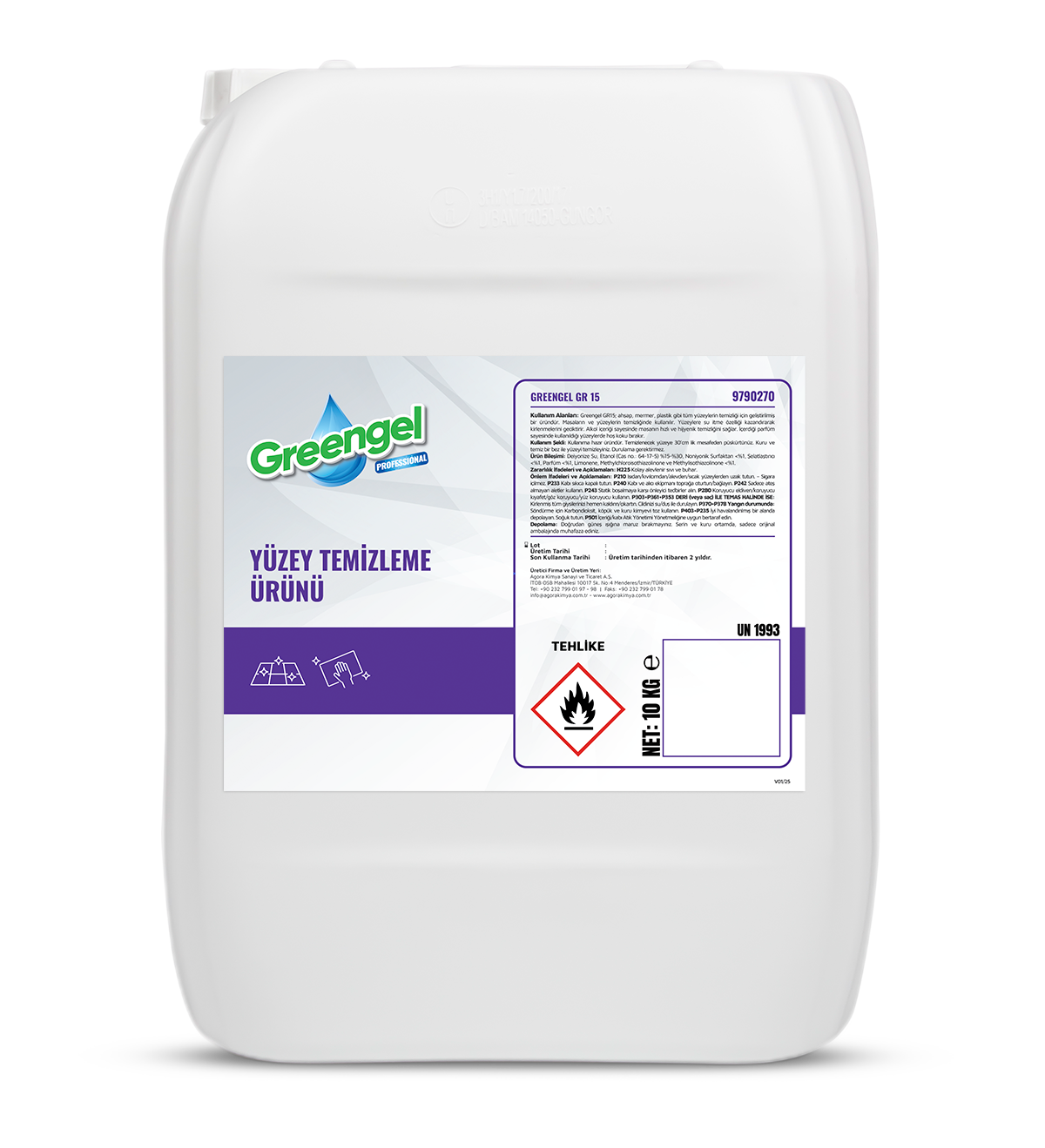 Greengel GR15 10L – Profesyonel Çok Amaçlı Yüzey Temizleyici