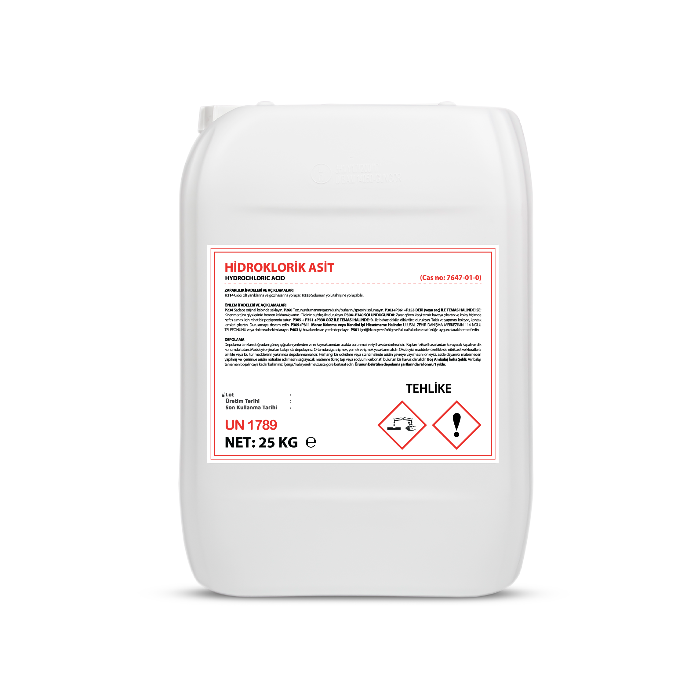 Hidroklorik Asit %30 - 25 Kg Tuz Ruhu