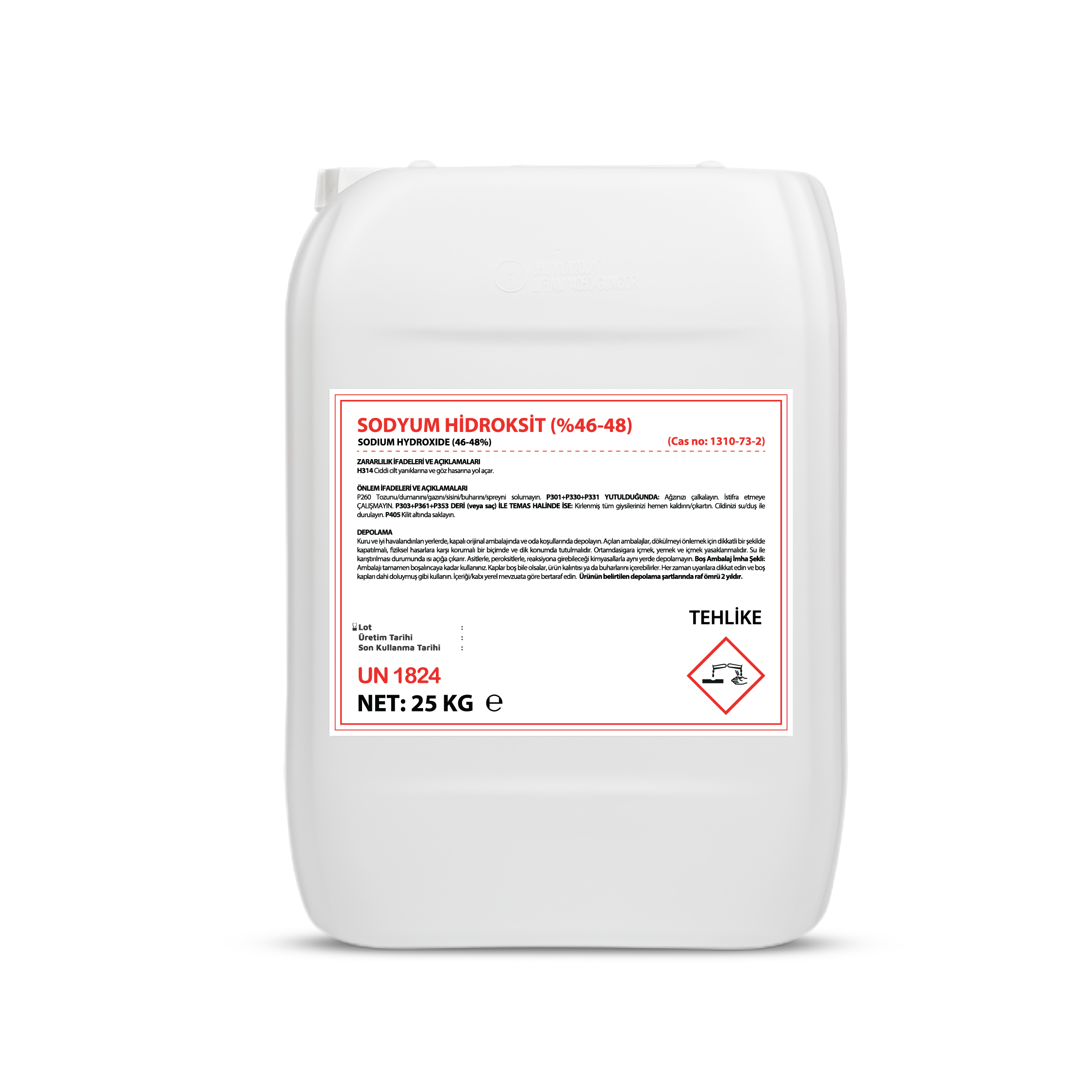 Sodyum Hidroksit- Sıvı Kostik % 48- 25 Kg