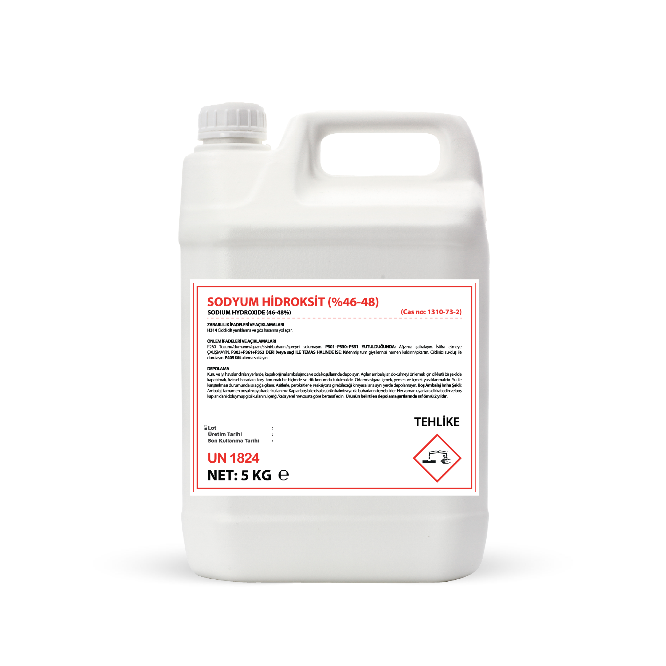 Sodyum Hidroksit- Sıvı Kostik % 48- 5 Kg