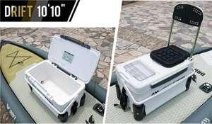 Aqua Marina Drift 10'10" iSUP balıkçılık stand-up paddle board, taşıma taburesi ve soğutucu kutu ile