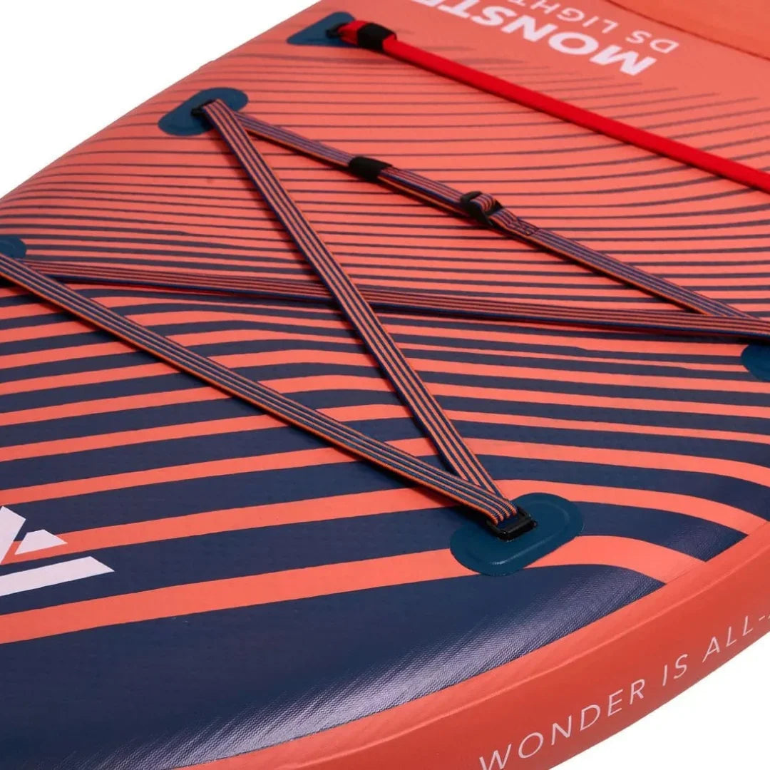Aqua Marina Monster şişme paddle board 366 cm, turuncu-mavi çizgili ve elastik halatlı