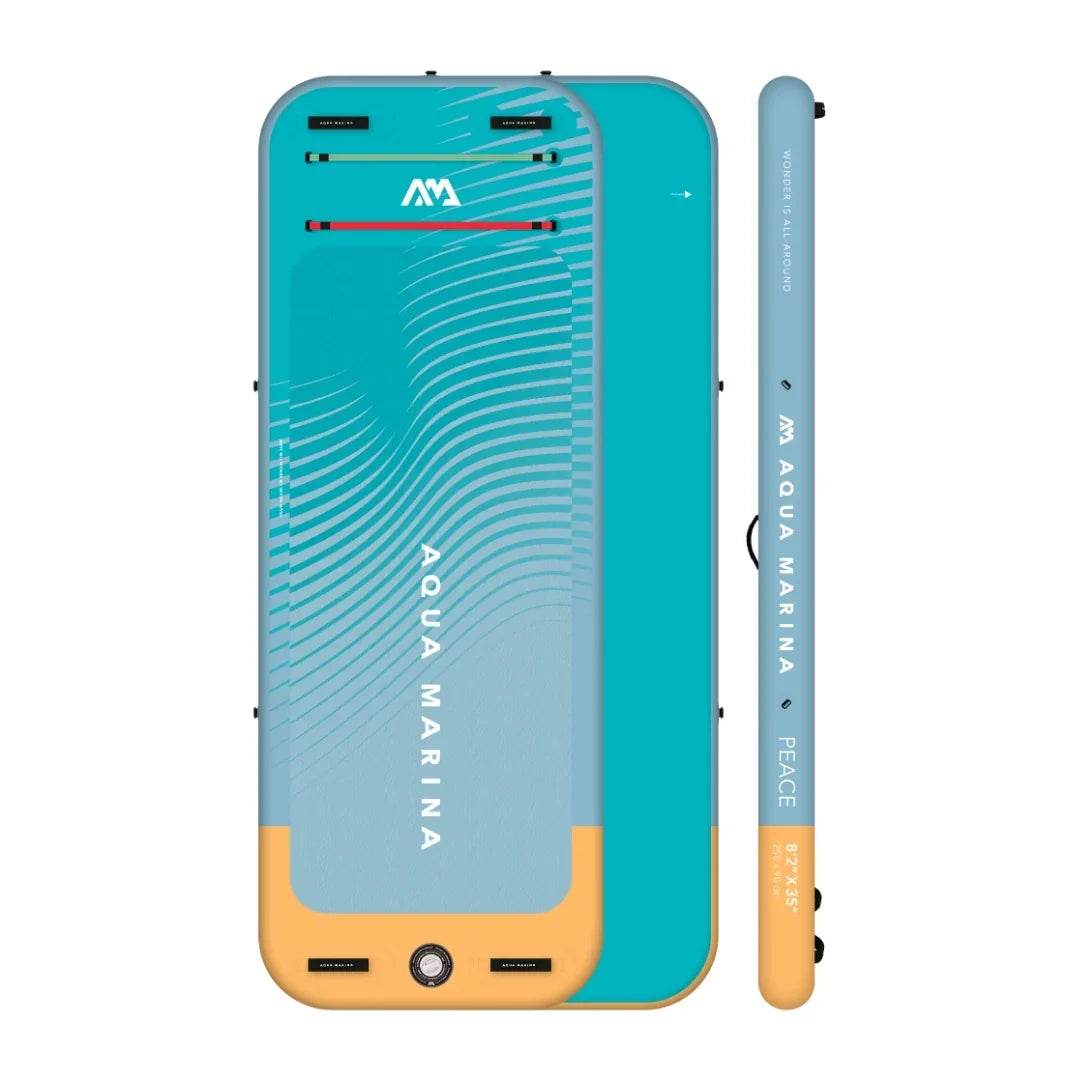 Aqua Marina 250 cm şişme fitness tahtası, turkuaz ve turuncu renkli, taşınabilir kulplu