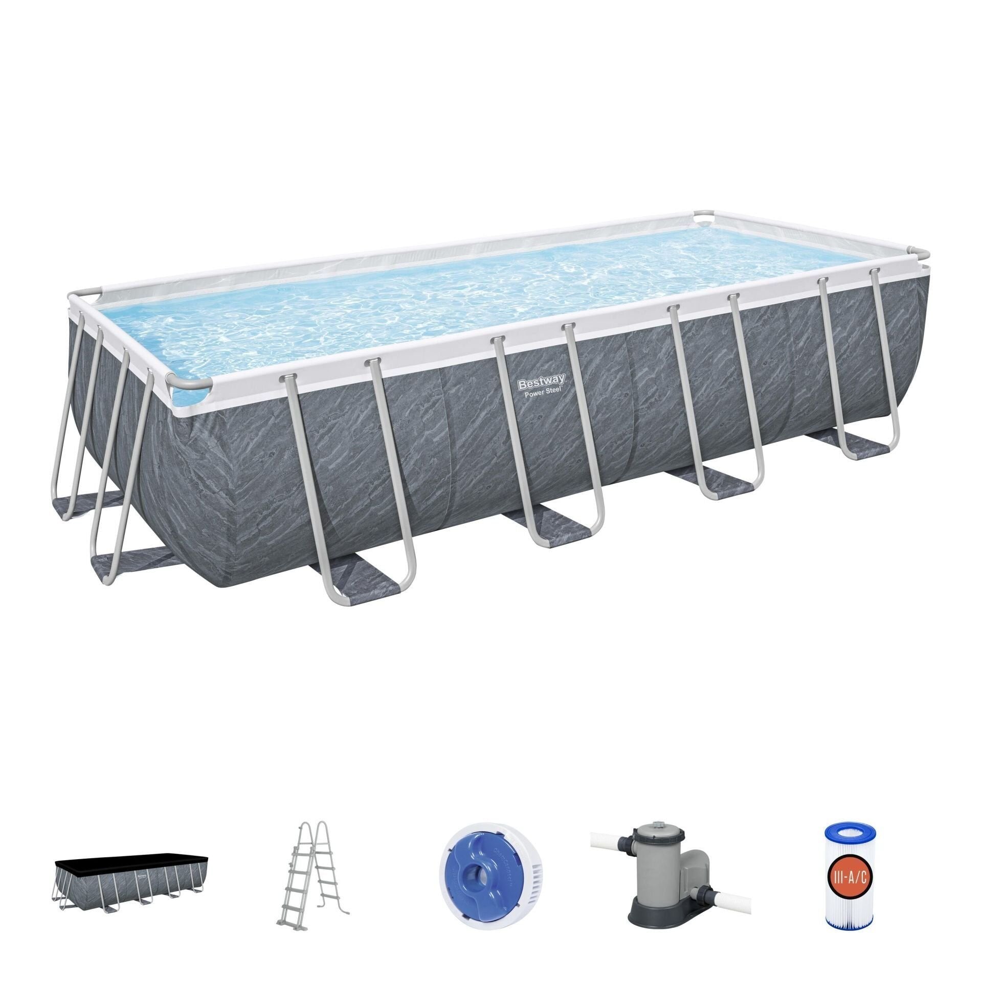 Bestway® 56998 Power Steel™ Prefabrik Yer Üstü Havuz Seti 5,49 m x 2,74 m x 1,22 m
