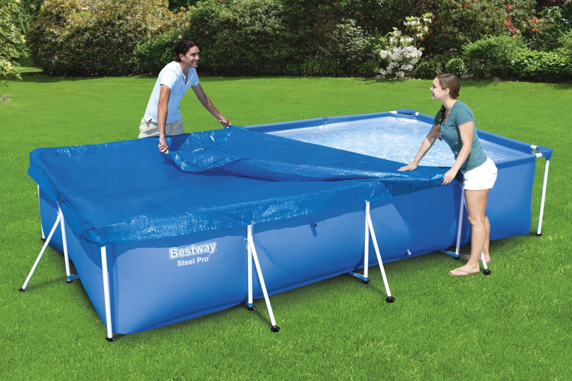 Bestway® 58107 Dikdörtgen Havuz Örtüsü - 4,00 m x 2,11 m Yerüstü Havuzlar için