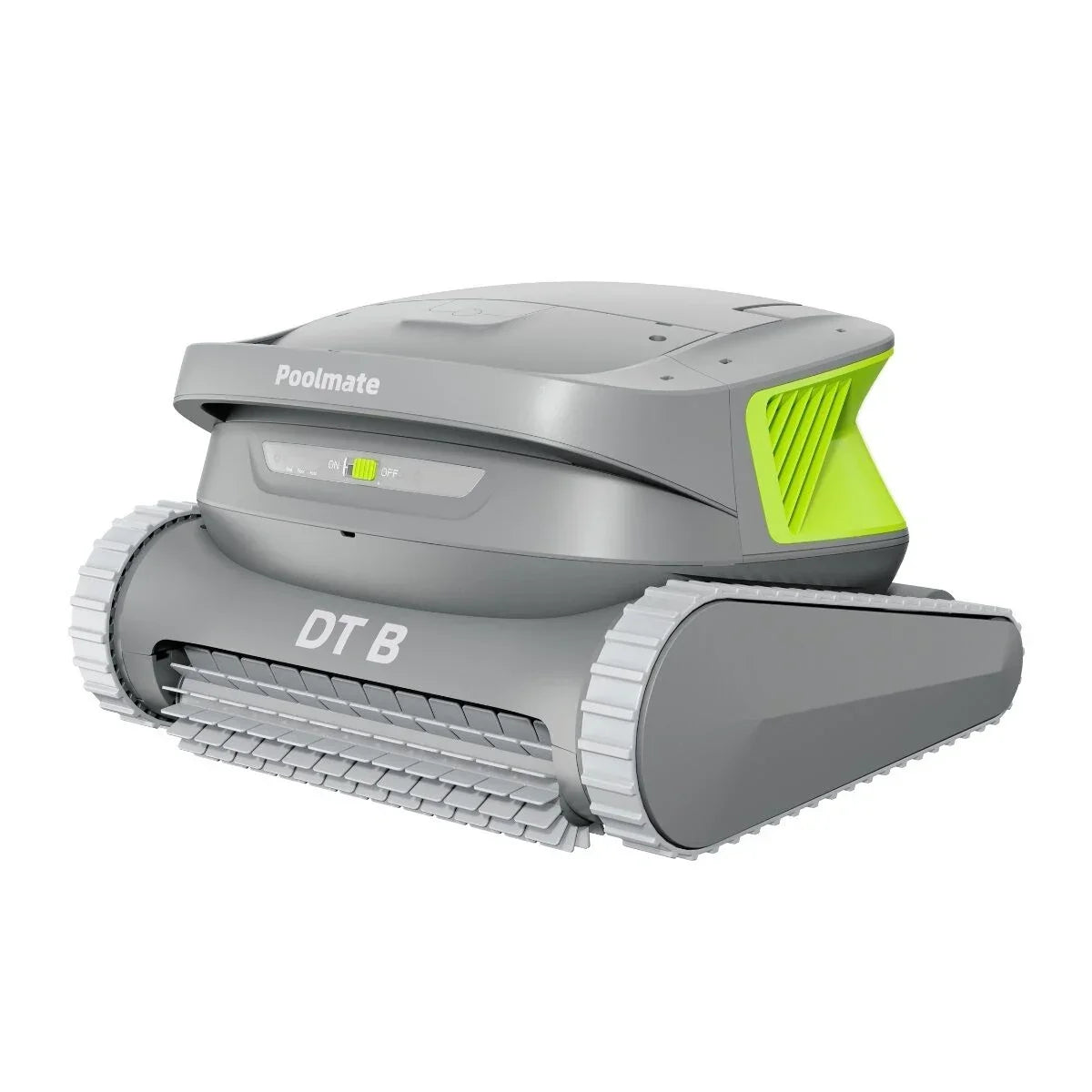 Gri ve yeşil renkli Poolmate DT B havuz robotu yan açıdan görünüm