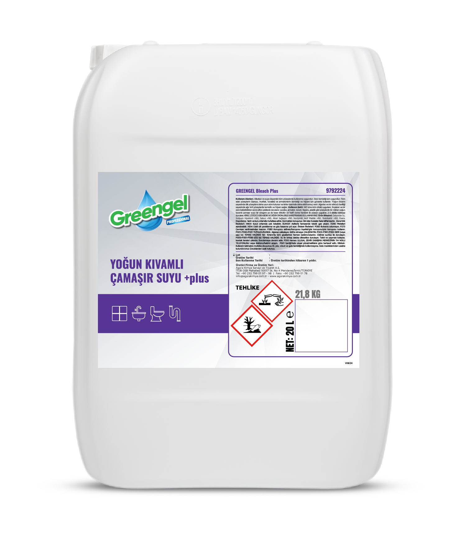 Greengel Bleach Plus-Yoğun Kıvamlı Çamaşır Suyu 20 L