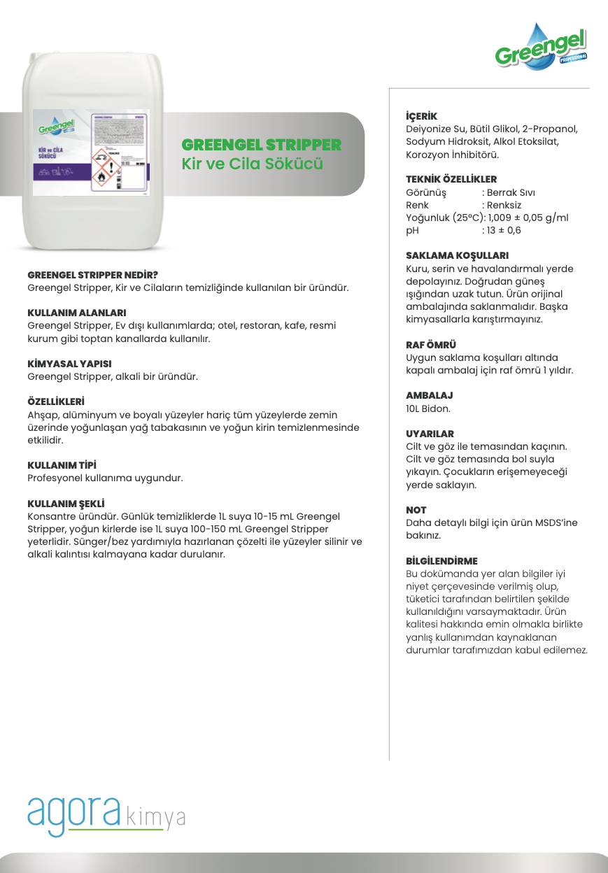 Greengel Stripper 10L – Profesyonel Kir ve Cila Sökücü