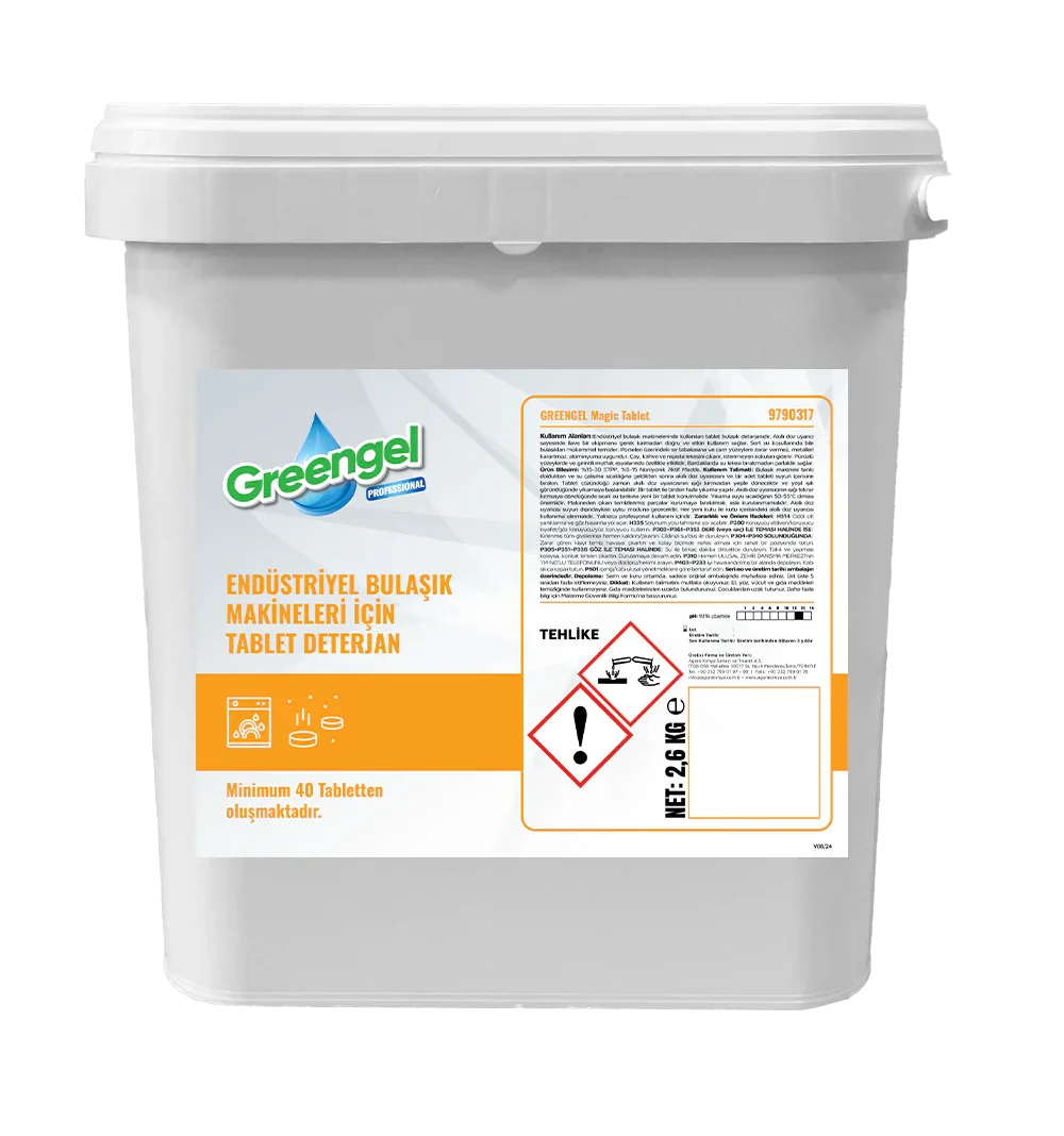 Greengel professional tablet detergent for industrial dishwashers in 2.6 kg white container