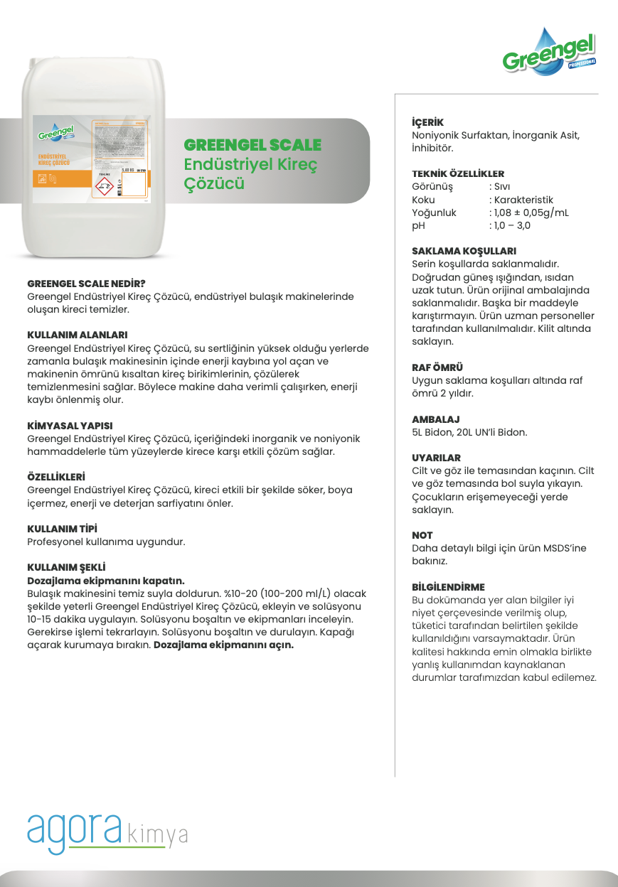 Greengel Scale -Endüstriyel Kireç Çözücü 5L