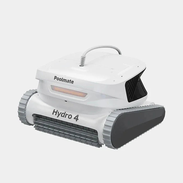 Poolmate Hydro 4 beyaz havuz temizleme robotu, gri paletli tasarım
