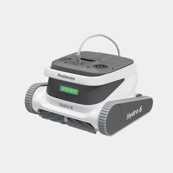 Poolmate Hydro 6 akıllı robot havuz temizleyici beyaz ve gri tasarım
