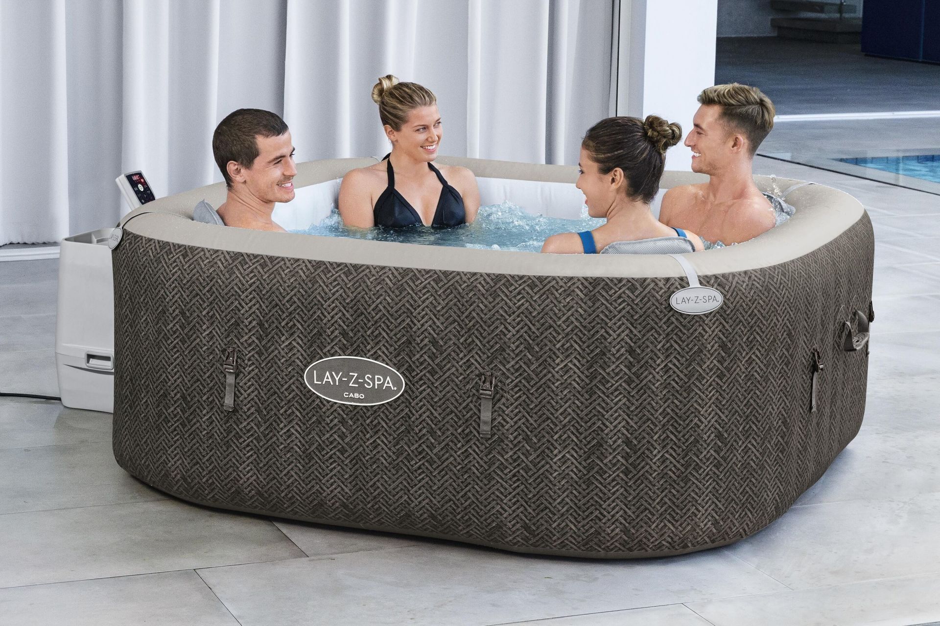 Lay-Z-Spa® Cabo Smart HydroJet™ 6001R Enerji Tasarruflu Şişme Spa Havuzu, Mobil Uygulama Kontrollü, 4-6 kişilik