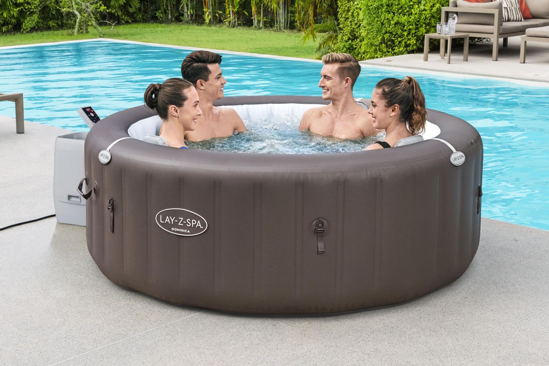 Lay-Z-Spa® Dominica Smart HydroJet™ 6001S Enerji Tasarruflu Şişme Spa Havuzu, Mobil Uygulama Kontrollü, 4-6 kişilik