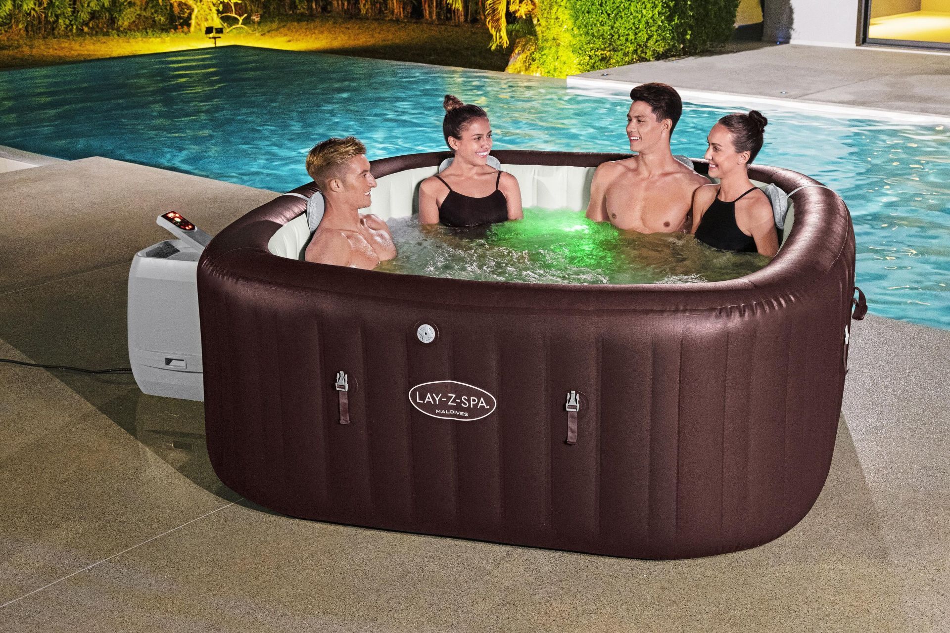 Lay-Z-Spa® Maldives Smart HydroJet Pro™ 6001U Enerji Tasarruflu Şişme Spa Havuzu, Mobil Uygulama Kontrollü, 5-7 kişilik