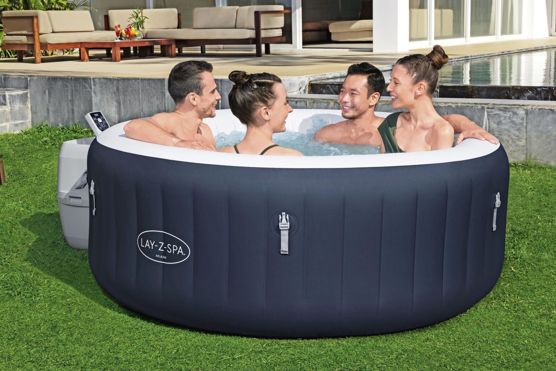 Lay-Z-Spa® Miami AirJet™ 6001C Enerji Tasarruflu Şişme Spa Havuzu, 2-4 kişilik