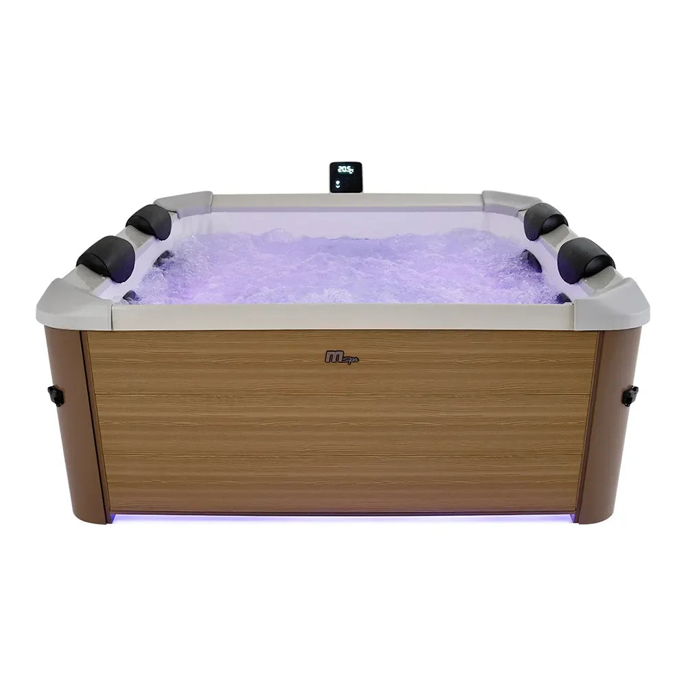 LED ışıklı küvetli mSpa Oslo ahşap görünümlü amber jakuzi köpüklü suyla