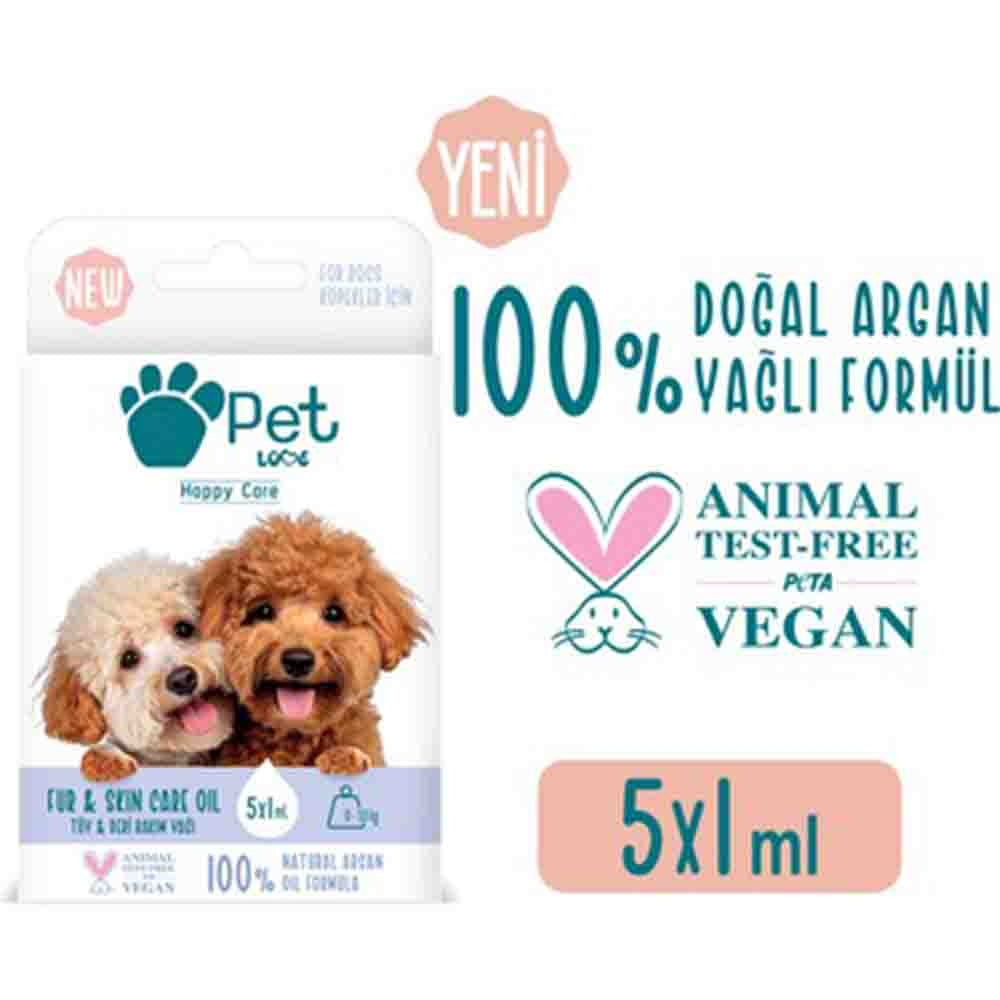 Pet Love Doğal Argan Yağlı 0–10 kg Köpekler İçin Tüy Bakım Yağı 5×1 ml