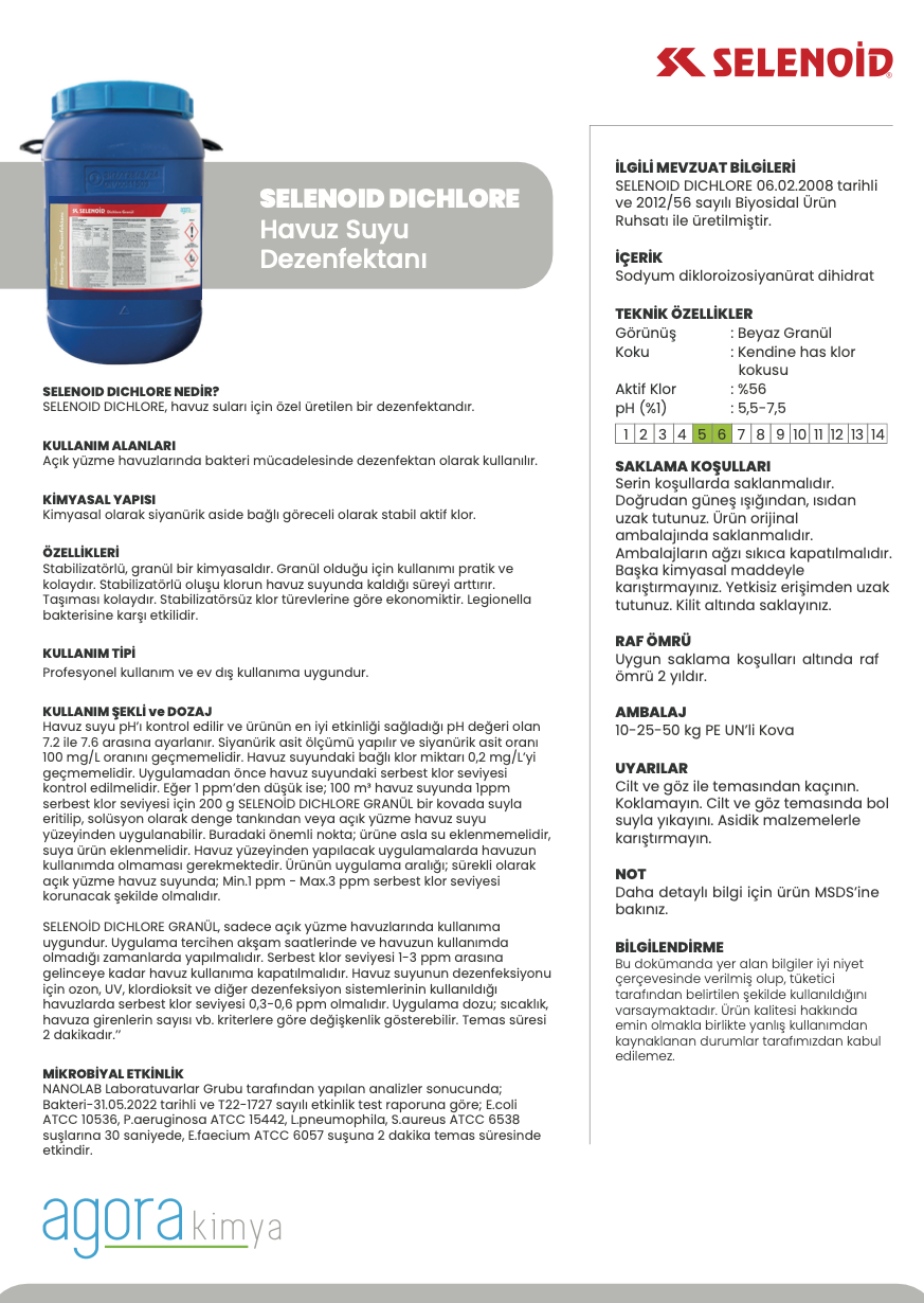 Selenoid Dichlore %56 10/25 KG Toz Klor