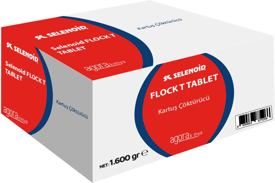 Selenoid Flock T Tablet kartuş çöktürücü kimyasal ürün kutusu, 1.600 gr ağırlığında