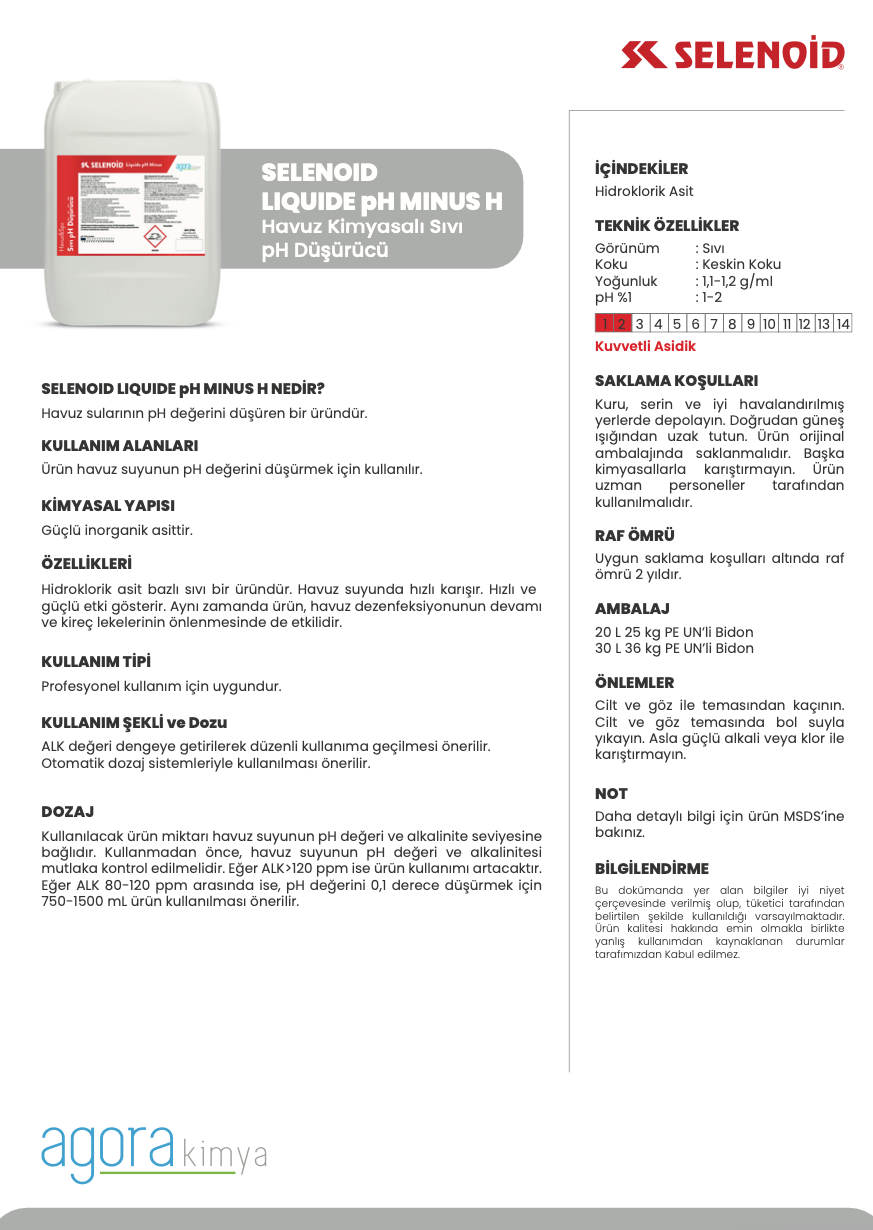 Selenoid LQ pH Minus H 25 KG- pH Düşürücü