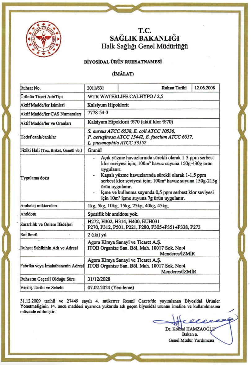 WTR CALHYPO 40 KG Toz Klor