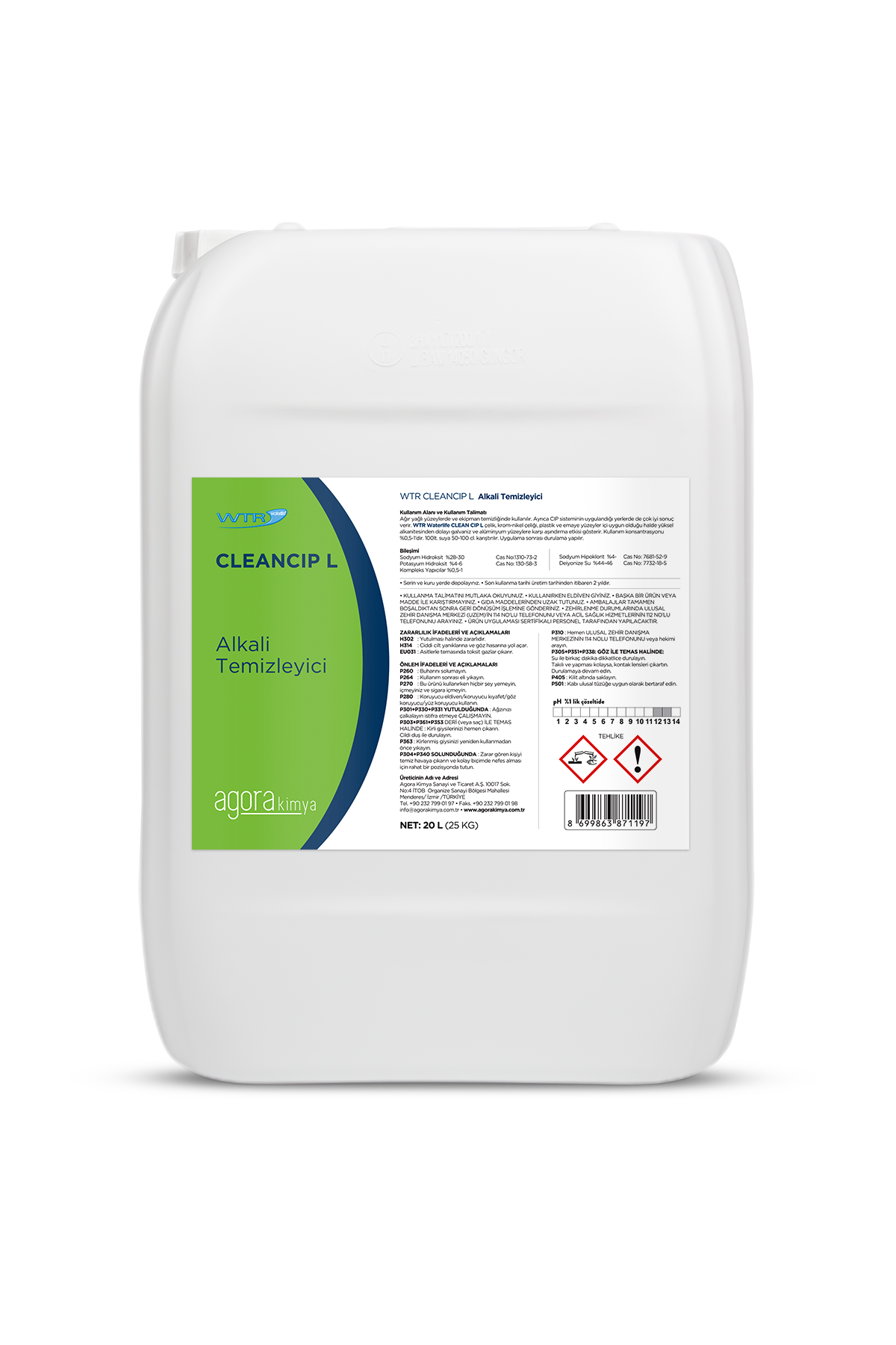 WTR Cleancip L Alkali Klorlu Cip Temizleme 20 L
