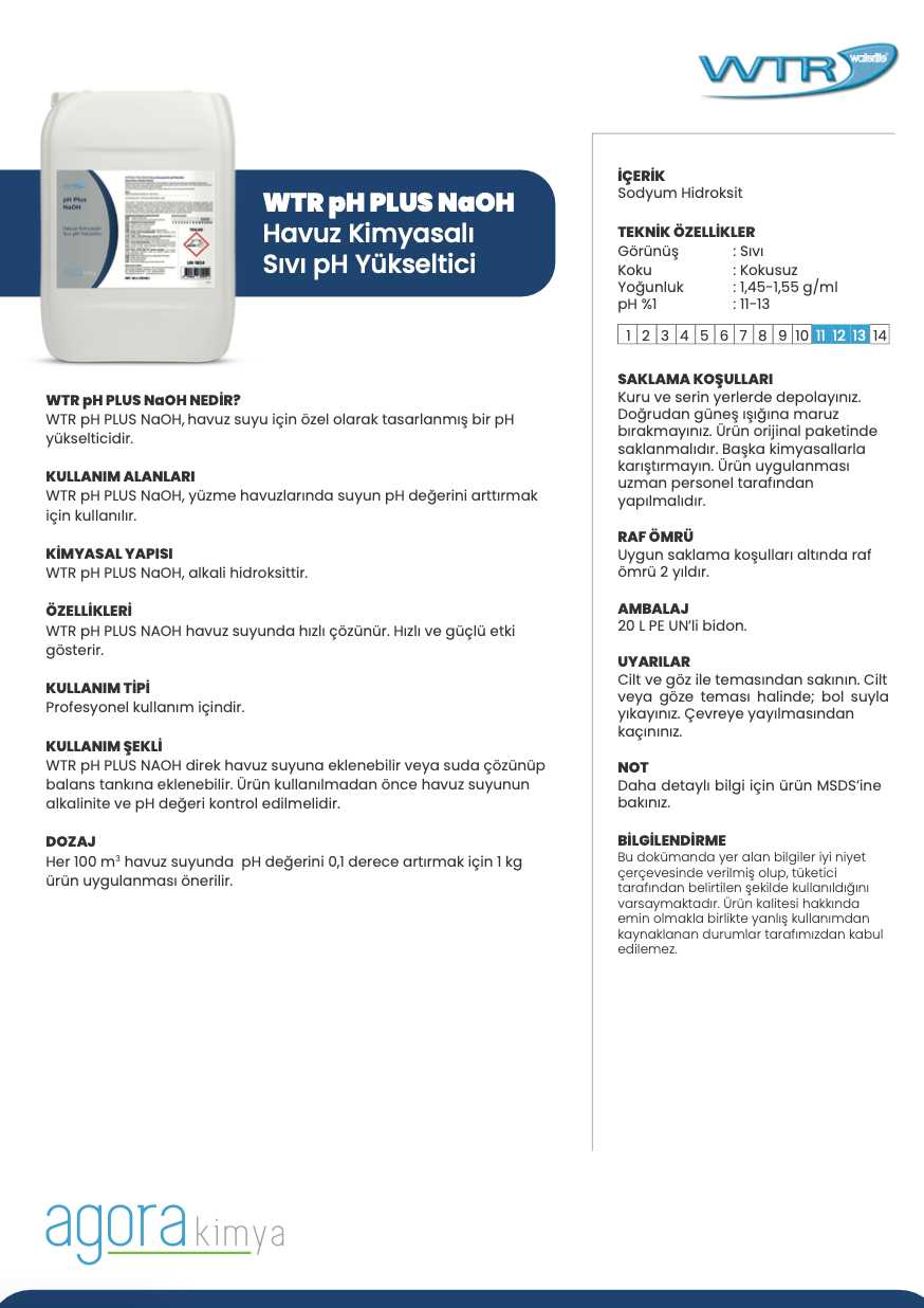 WTR pH PLUS SIVI NaOH 20 L- pH Yükseltici