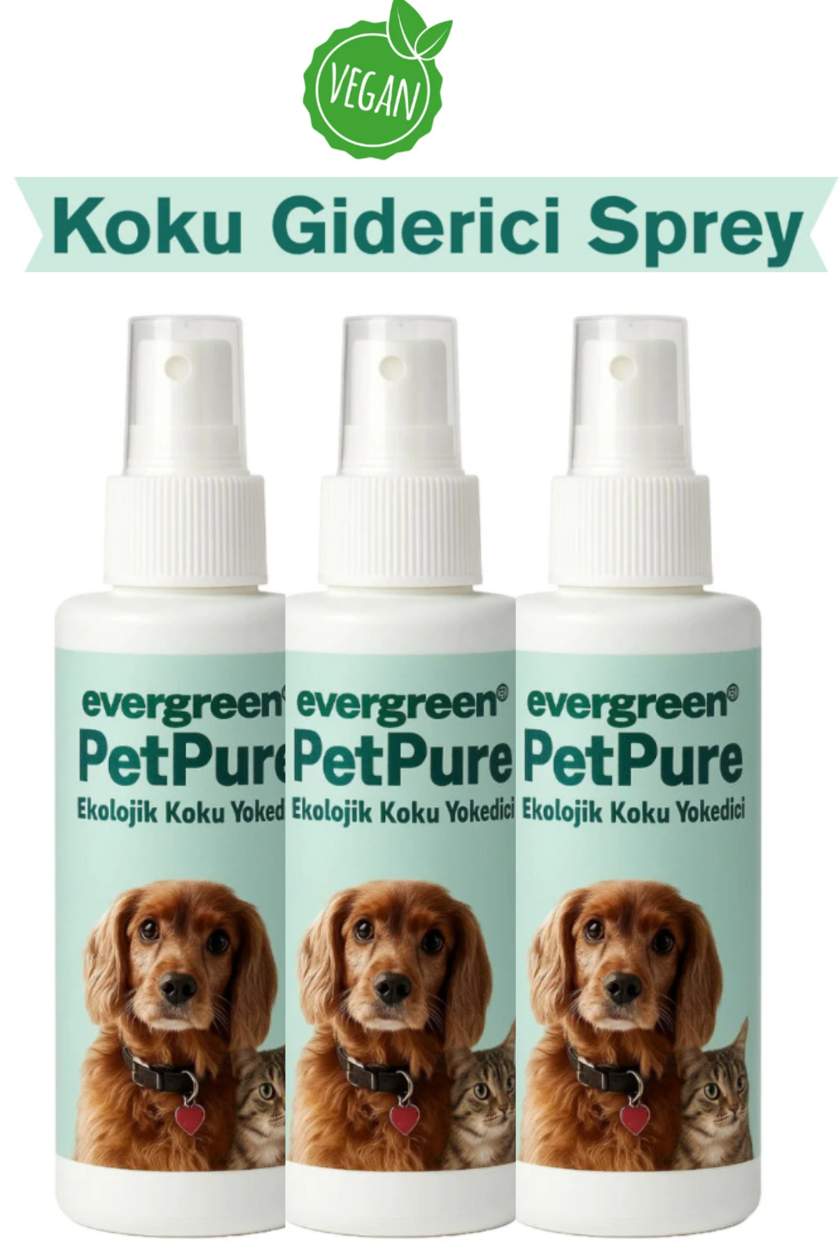 PetPure Evcil Hayvan Koku Giderici – Doğal ve Vegan Koku Giderici Sprey - 3 x 125 ml
