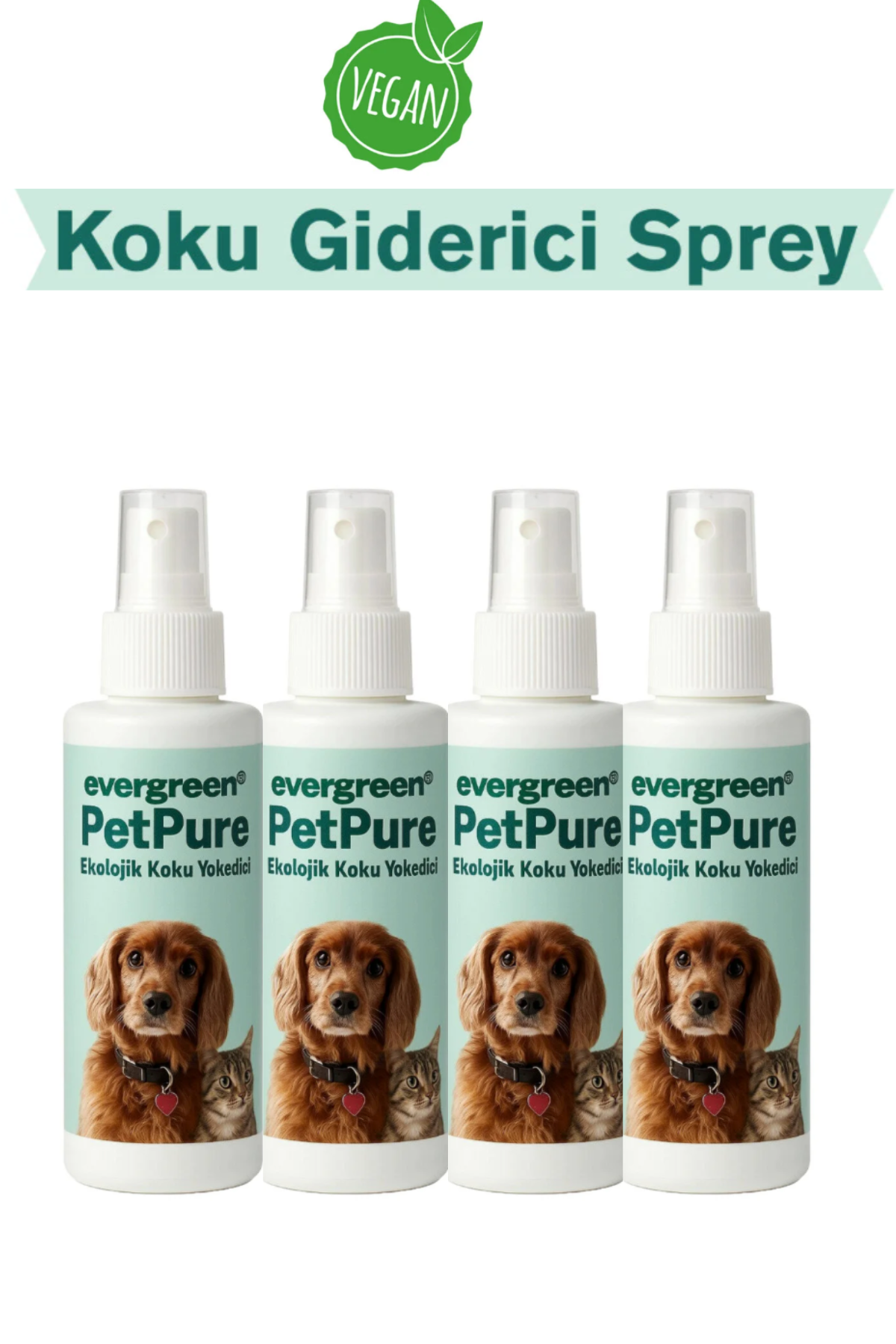 PetPure Evcil Hayvan Koku Giderici – Doğal ve Vegan Koku Giderici Sprey - 4 x 125 ml