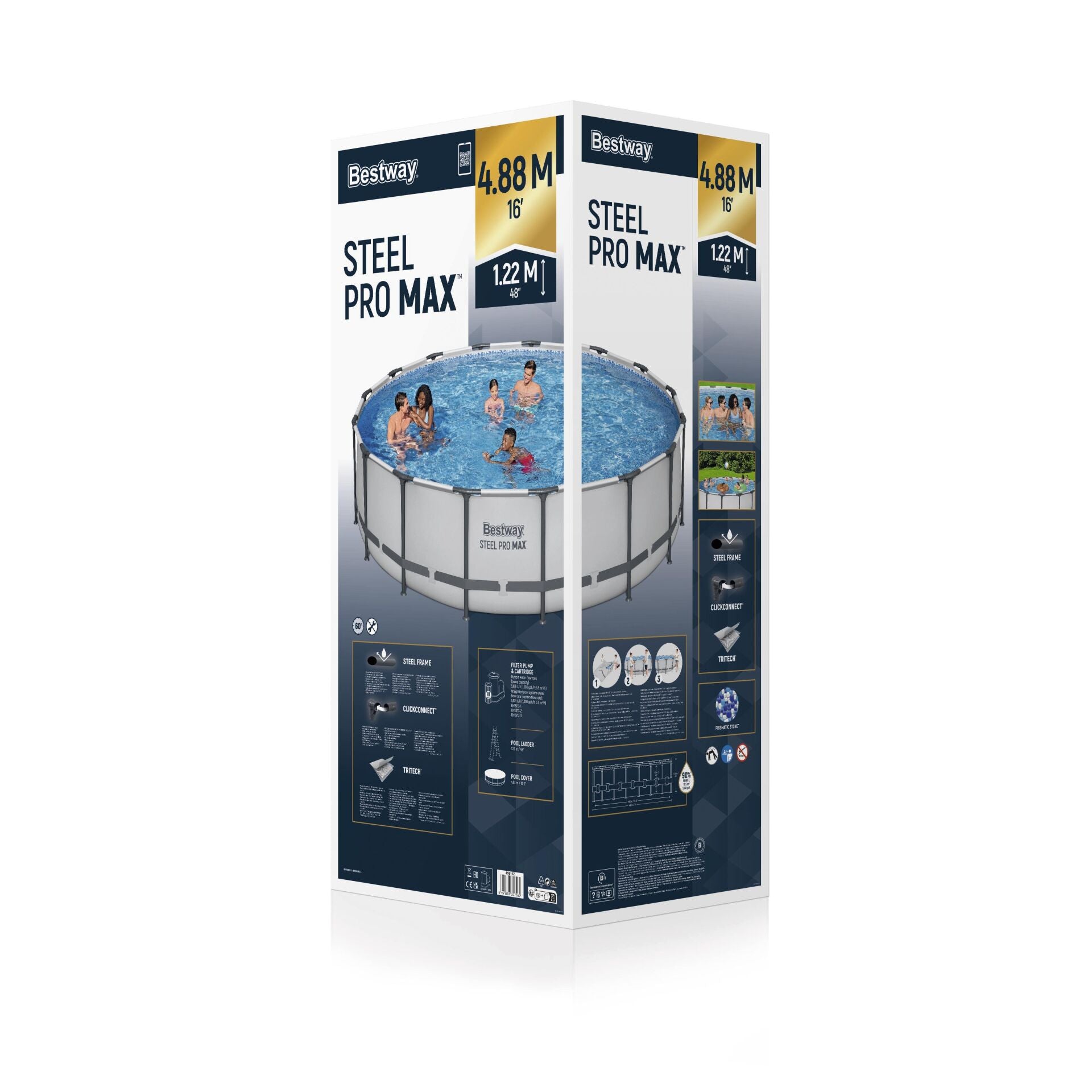 Bestway® 5612Z Steel Pro MAX™ Prefabrik Yer Üstü Çember Havuz Seti 4,88 m x 1,22 m