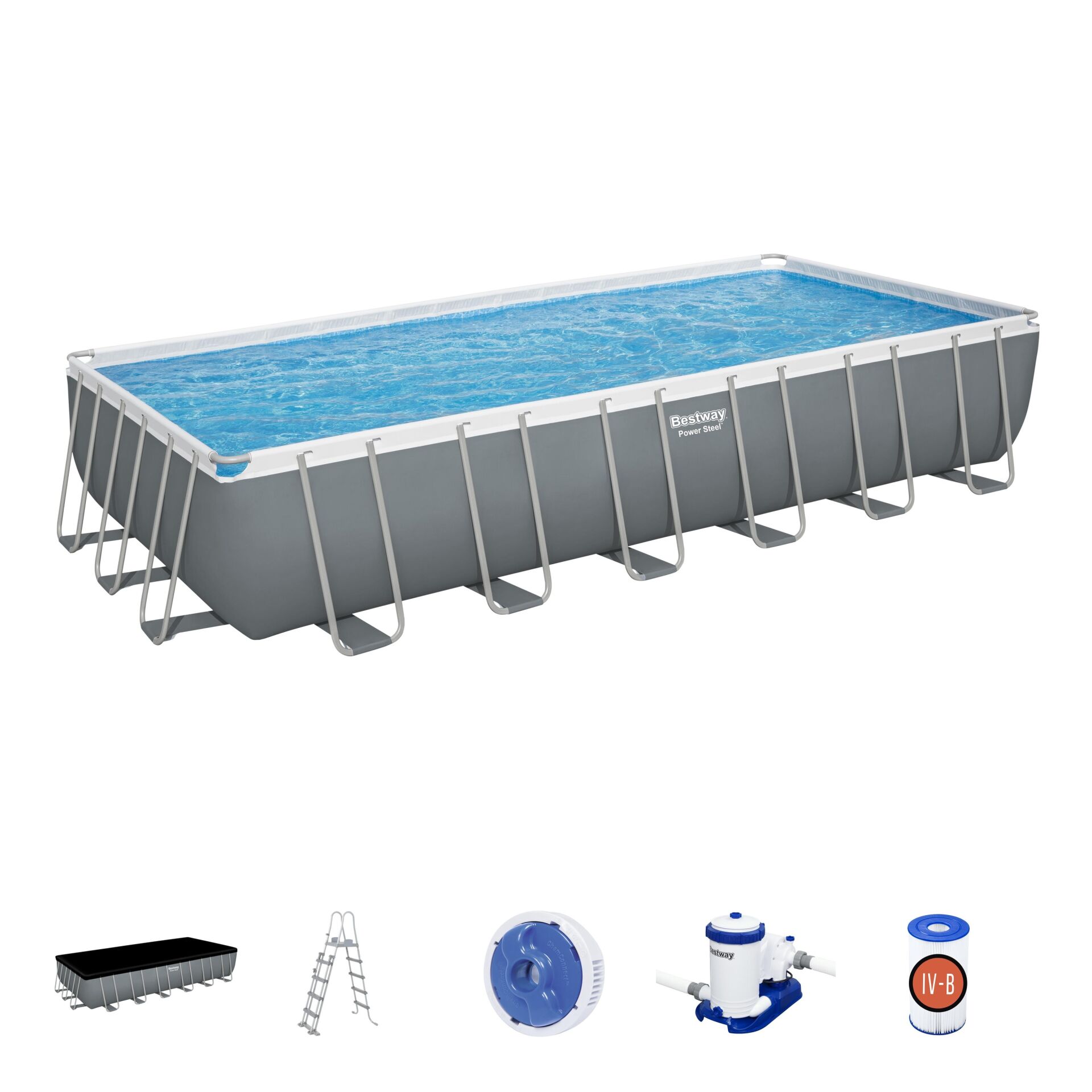 Bestway® 56474 Power Steel™ Prefabrik Yer Üstü Havuz Seti 7,32 m x 3,66 m x 1,32 m