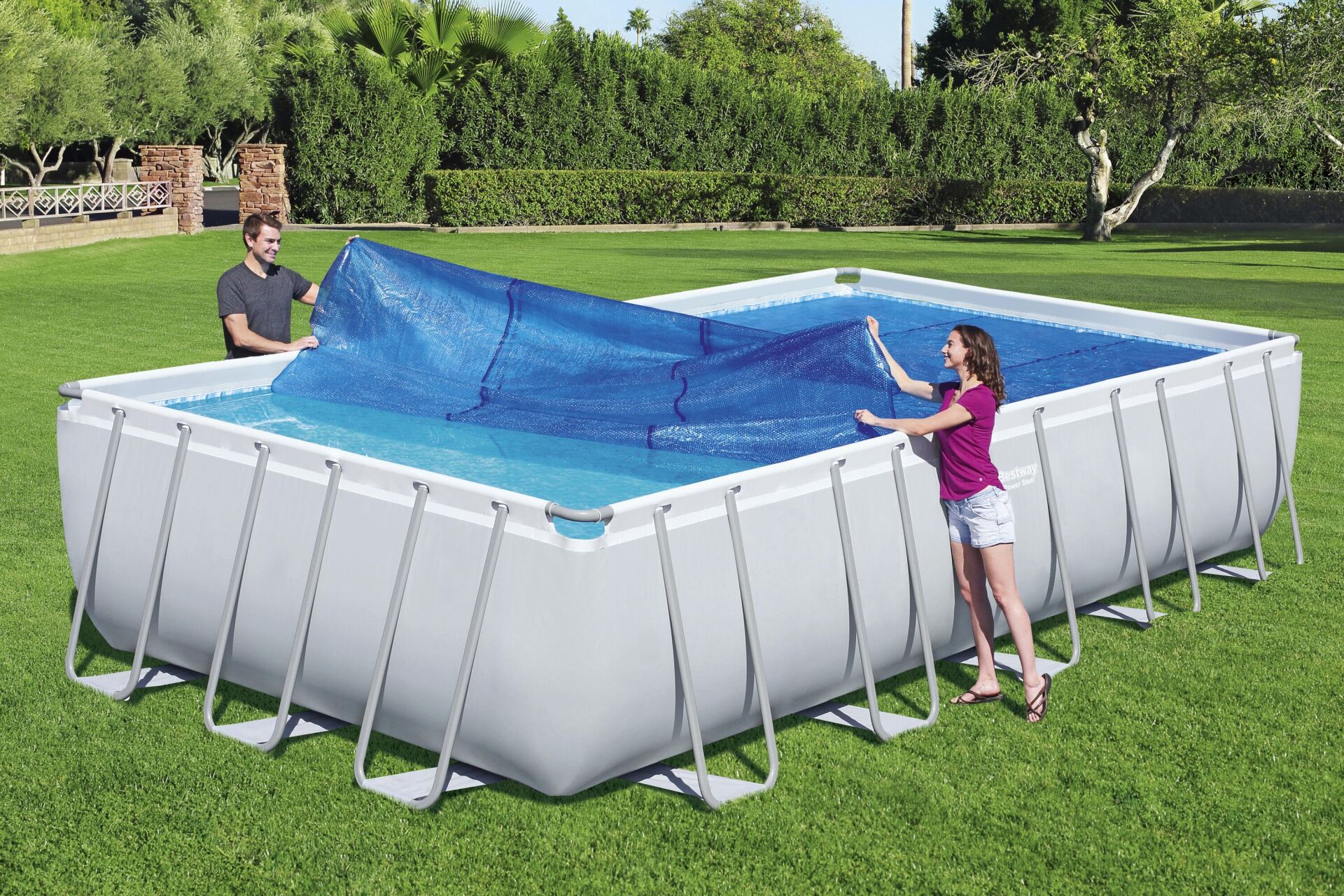 Bestway® 58228 Güneş Isıtmalı Dikdörtgen Havuz Örtüsü - 6,40 m x 7,32 m yerüstü havuzlar için