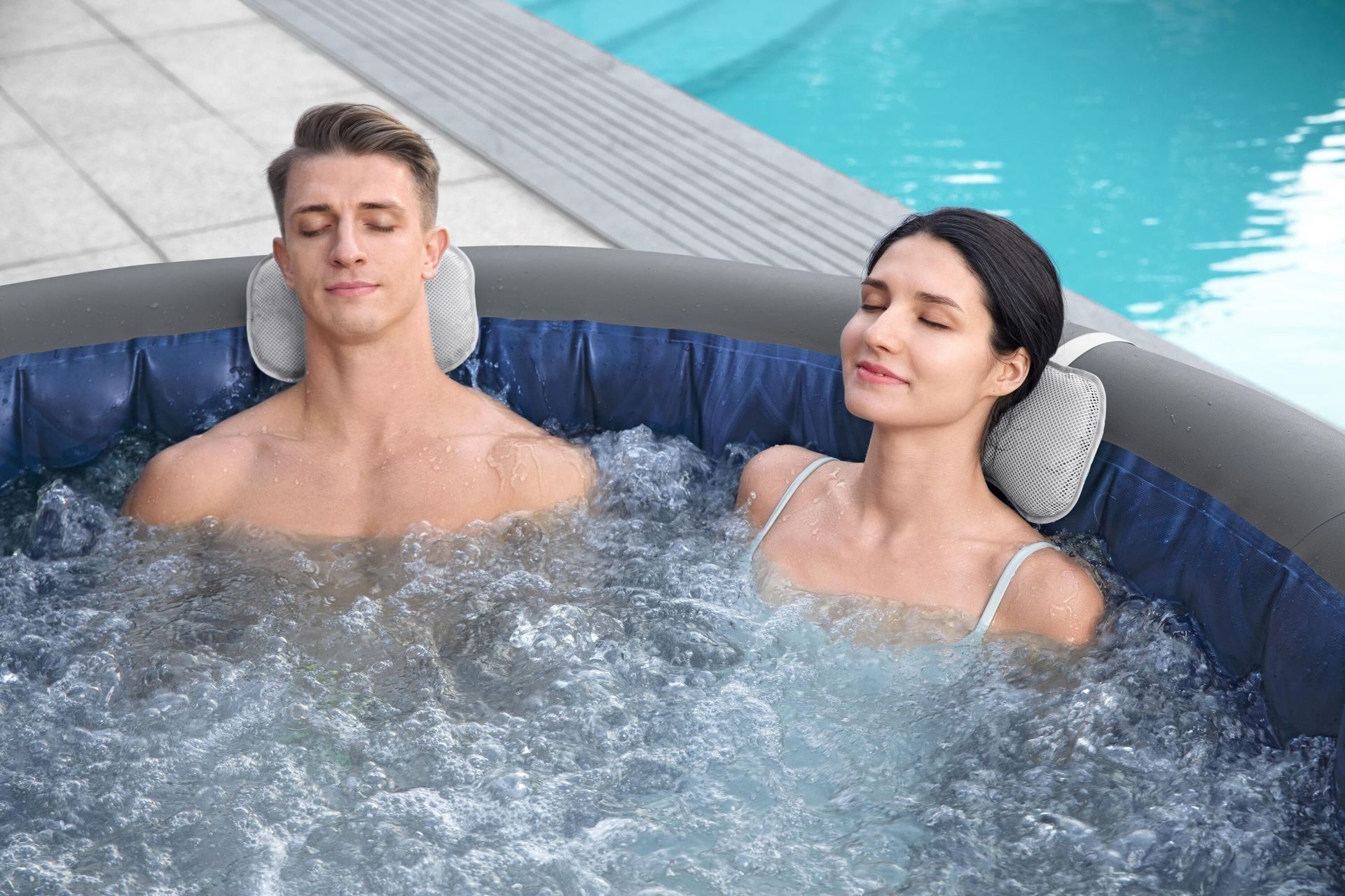 Lay-Z-Spa® 6001T Santorini Smart HydroJet Pro™ Enerji Tasarruflu Şişme Spa Havuzu, Mobil Uygulama Kontrollü, 5-7 kişilik