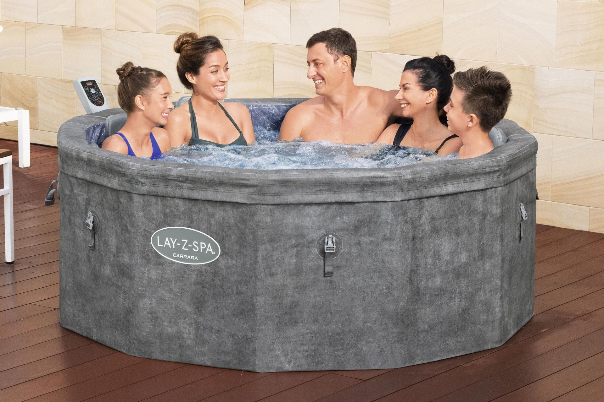 Lay-Z-Spa® Carrara Smart AirJet™ 6001V Enerji Tasarruflu Şişme Spa Havuzu, Mobil Uygulama Kontrollü, 4-6 kişilik