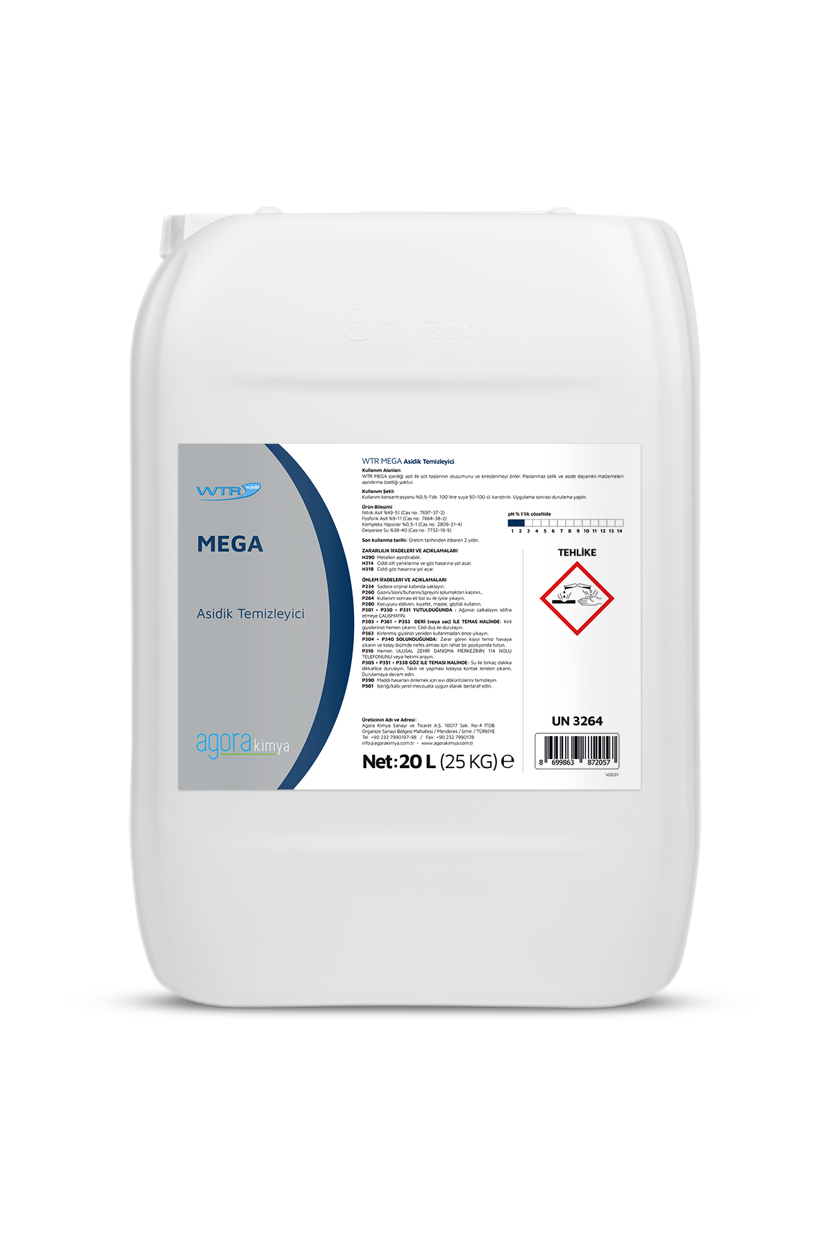 WTR MEGA Asidik Temizlik Ürünü- 20 L