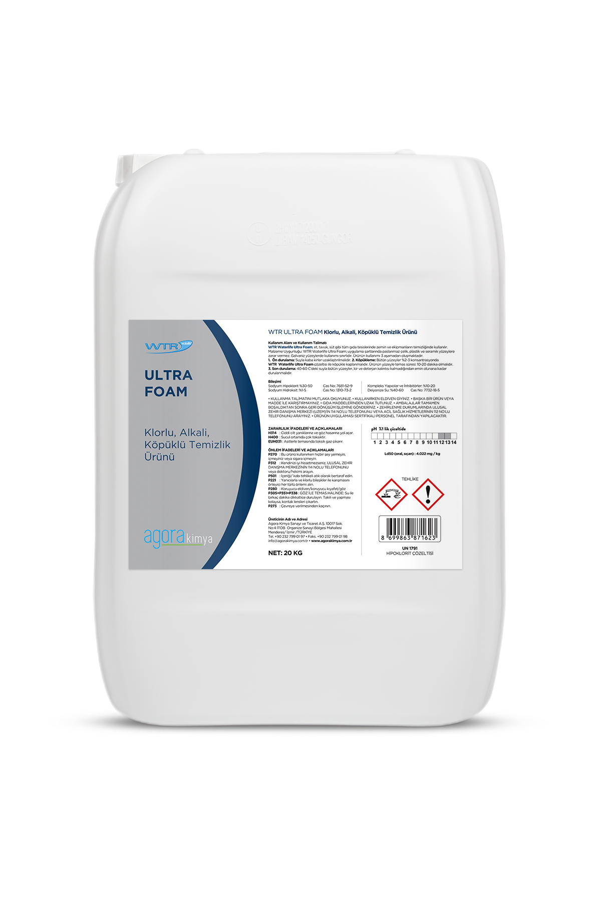 WTR ULTRA FOAM - Yüksek Klorlu Köpüklü Temizleme Ürünü 20 Kg